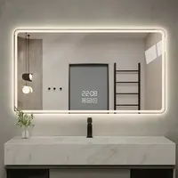 مكافحة الضباب المعاصرة جدار الإلكترونية ميرور الذكية مرآة بدون إطار مربع مرايا الحمام مع مصباح ليد