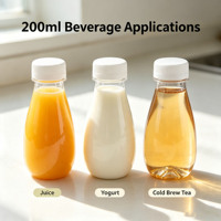 Bouteille de boisson en PET épaissi de 200 ml en forme de goutte d'eau avec bouchon inviolable, bouteille en plastique pour jus, thé au lait, yaourt