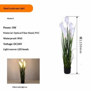 Lámpara Solar para Jardín, Simulación de Flor de Bulrush, Lámpara de Fibra Óptica, Impermeable, para Exteriores, Iluminación de Caminos - Product Image 2