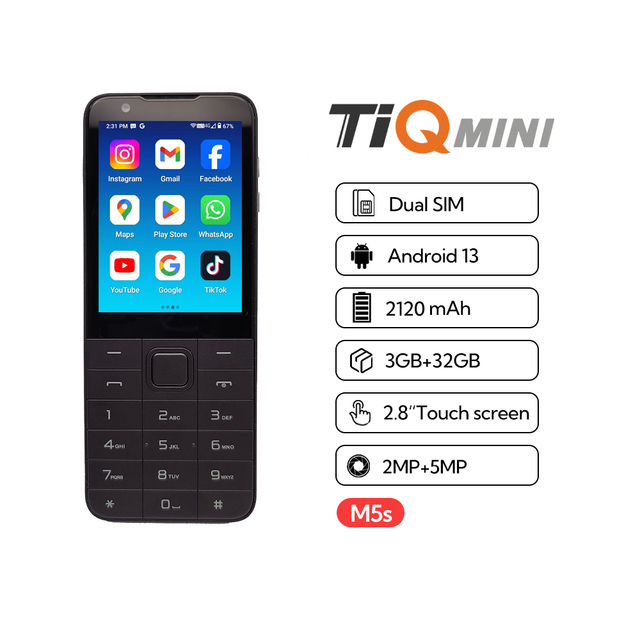 TIQ MINI M5S Popular Dual SIM Free Shipping Wholesale Advantage Smart Button Touch Screen Google Phone Android 13