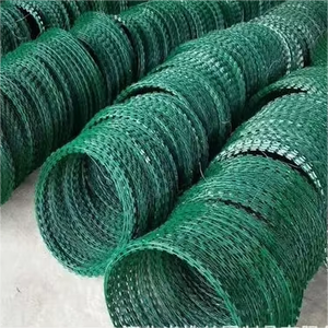 PVC Coated Razor Barbed <b>Wire</b>, Anti-Corrosion Plastic Coated Concertina <b>Wire</b> for Airport Border Farm Security Fence - Product Image 5