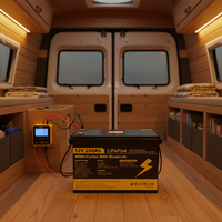 Batterie lithium-ion EU PL Stock HT 12V 100Ah 200Ah LiFePo4 pour stockage d'énergie RV haute capacité