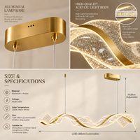 Lampe suspendue LED moderne personnalisée en forme de vague, lustre linéaire long de luxe en aluminium et acrylique pour hôtel, restaurant, villa, projet
