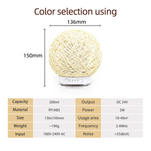 Difusor de Aroma Yx Tt 005 de Ratán Tejido, Humidificador Ultrasónico de 200 ml con Luz LED para Uso en el Hogar y Escritorio - Product Image 5