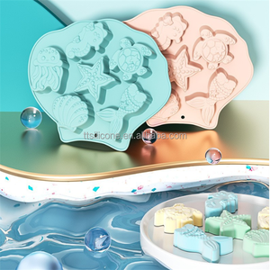 Molde de Silicona Reutilizable de 6 Cavidades con Forma de Pulpo, <span class=keywords><strong>Caballito</strong></span> de <span class=keywords><strong>Mar</strong></span>, Tortuga Marina, Estrella de <span class=keywords><strong>Mar</strong></span>, Concha Marina y Cola de Sirena para Jabón y Chocolate - Product Image 3