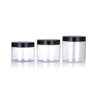 Récipient de stockage vide transparent 4oz 8oz 10oz 14oz 16oz pot à épices pour animaux de compagnie pots en plastique avec couvercle en bois d'aluminium noir et blanc