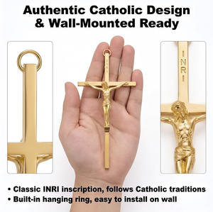 Promoção de Decorações Católicas: Cruz de Parede de Jesus Banhada a Ouro, Crucifixo, Pingentes de Bronze em Formato de Caixão Prateado, Material de Liga Metálica - Product Image 3
