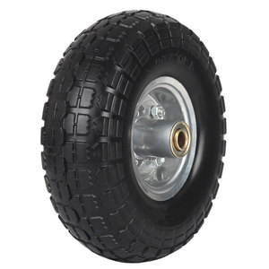 Neumático sólido de espuma PU de 10 \ "<span class=keywords><strong>con</strong></span> orificio de eje de 5/8 \" y buje compensado de 2,2 \ "4,10/3,50-4 \" <span class=keywords><strong>Rueda</strong></span> de <span class=keywords><strong>carretilla</strong></span> plana libre - Product Image 2