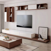 Meuble TV moderne en bois sur mesure avec écran LED et rangement pour salon d'appartement et zone de divertissement à domicile