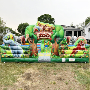 Toddler outdoor playzone commercial kids bounce <b>house</b> with slide combo jump castle <b>inflatable</b> zoo playground - Product Image 5
