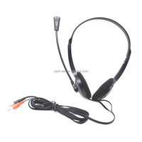 Casque d'écoute pour ordinateur de café Internet avec microphone, casque de jeu à bas prix pour ordinateur portable, double prise jack 3,5 mm