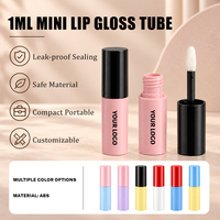 Tube cosmétique pour les lèvres de 1 ml, emballage personnalisé avec logo, conteneur pour teinte à lèvres, huile à lèvres, brillant à lèvres, étiquette privée, OEM, ODM, tube à brillant à lèvres vide