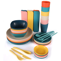 Ensemble de vaisselle et d'ustensiles de table en céladon pour la maison et l'extérieur, pour l'approvisionnement transfrontalier, comprenant assiette, bol, tasse, soucoupe, compatible micro-ondes