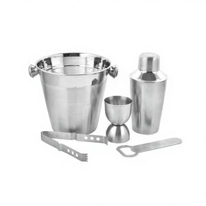 Wholesale Premium Single Wall 4-Piece Stainless Steel Bar Set <b>Etched</b> Design Cocktail <b>Tool</b> Set Metal Material Bar Set <b>Tools</b> - Product Image 1