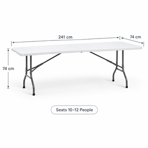 Table en plastique robuste imperméable avec logo personnalisé pour mariage, banquet, restauration, fête, empilable, facile à ranger, pliable - Product Image 2