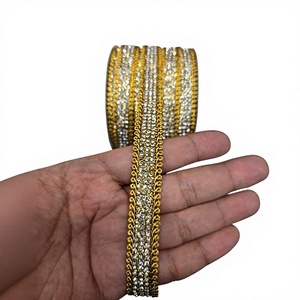 Strass en cristal, perles dorées effet miroir, garniture en maille argentée ethnique, écologiques, à 9 facettes, à coller à chaud ou à coudre, à dos plat - Product Image 1