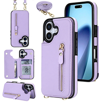 Étui de téléphone magnétique antichoc avec fermeture éclair et cordon pour iPhone 8 Plus/XR/11/12/13/14/15/16/17