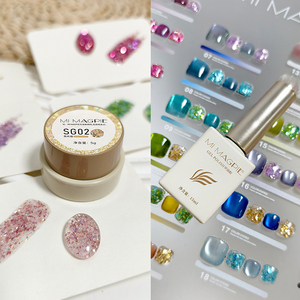 AILANUO New Spring Pastel Cat Eye Gel Color Non Toxic Shiny Glitter Glass Bead Ice Jelly Crystal Cat Eye <b>Nail</b> Art Gel Polish - Product Image 5