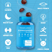 Complément alimentaire OEM Ashwagandha Gummies Mélange d'herbes Soutien Relaxation et amélioration de l'humeur Booster immunitaire 60 Gummies