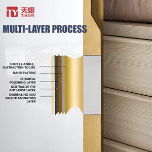 Modern Style Aluminum Alloy Furniture <b>Hardware</b> Built-in Handle Door Handles for Cabinets Wardrobes <b>Kitchen</b> Drawers - Product Image 2