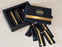 Boîtes en carton rigide de haute qualité Golden Horse Choco Miel Rhino VVIP pour emballage de café, avec finition UV rose Pussycat
