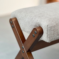 Mini tabouret en bois carré créatif à la maison tabourets de pied en lin et en bois à langer tabouret en bois à jambe croisée pouf siège souple