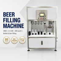 Machine de remplissage et de bouchage de bière pour bouteilles et canettes, 400 pièces/heure, 300/1000 ml, en acier inoxydable, pour brasserie artisanale et boissons