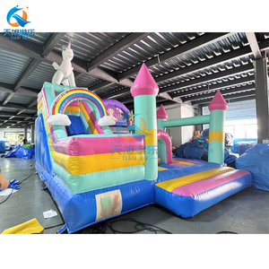 Trẻ em thương mại ngoài trời PVC Kỳ Lân lâu đài <span class=keywords><strong>bouncy</strong></span> bơm hơi với Nhà trượt cho thuê bên - Product Image 1