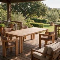 Table de salle à manger rectangulaire d'extérieur en teck massif, résistante aux intempéries, durable, avec plateau à lattes pour patio et jardin, taille personnalisée, OEM