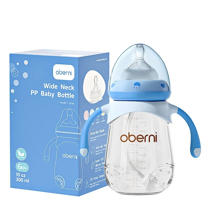 Botol susu bayi bebas Bpa pabrik botol susu anti-kolik 300ml botol susu bayi mewah Tiongkok paket warna 3 buah