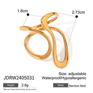 Anillo de Acero Inoxidable con Baño de Oro de 18k, Línea Suave, Abertura Irregular, Diseño Único y Exclusivo, Titanio - Product Image 2