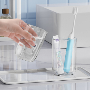 Moda da viaggio portatile sigillato dentifricio scatola portaoggetti doppio collutorio tazza di plastica <span class=keywords><strong>porta</strong></span> <span class=keywords><strong>spazzolino</strong></span> da denti - Product Image 3