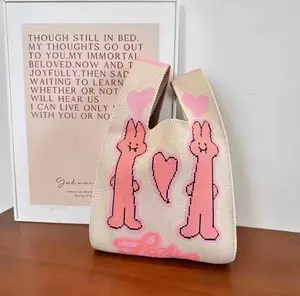 Borsa Mini borsa personalizzata per bambini borse a tracolla in poliestere a maglia borse da spiaggia floreali per donna