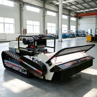 Cortadora de Césped con Orugas de 100 cm, Control Remoto Inalámbrico, Motor de Gasolina de 4 Tiempos y 420 cc, Grado Profesional, Rotación de 360°