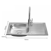 Évier de Cuisine à Cuve Unique en Acier Inoxydable, Design Moderne, Épaissi et Brossé, Table de Travail d'Angle avec Un Trou