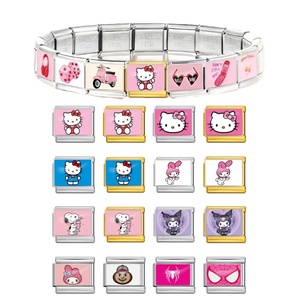 Charm in Stile Cartone Animato Serie <span class=keywords><strong>Rosa</strong></span> alla Moda, Compatibile con Bracciali Italiani da 9mm in <span class=keywords><strong>Acciaio</strong></span> Inossidabile, per Creazione Gioielli Fai-da-Te, Regali - Product Image 1