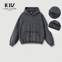 Sweat à capuche oversize pour homme, coupe lourde, délavé à l'acide, effet délavé minéral, poche kangourou, bords bruts, style streetwear, personnalisable avec logo