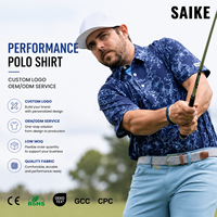 Camiseta de Golf para Hombre UPF50+ con Estampado Digital, Tejido de Poliéster de Punto, Patrón de Letras, Secado Rápido, Manga Corta