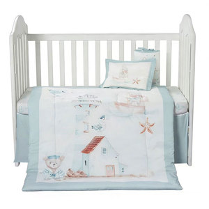 Juego de Ropa de Cama para Cuna de Bebé, 100% Algodón Orgánico, Diseño de Osito de Dibujos Animados, para Recién Nacidos - Product Image 4