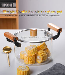 Marmite en verre borosilicaté <span class=keywords><strong>transparent</strong></span> écologique Ollas Grandes de conception moderne sans danger pour les nouilles instantanées - Product Image 6