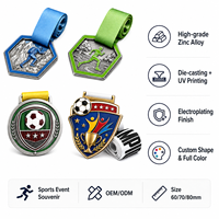 Médailles sportives personnalisées en alliage de zinc émaillé, médailles de récompense en relief 3D, vente en gros, personnalisables avec ruban, directement de l'usine