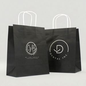 <b>Biodegradable</b> Custom Logo Printed Gift Apparel <b>Packaging</b> Tote Bag Supermarket Kraft Paper Shopping Bags for Business - Product Image 4