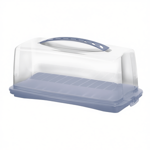 Contenedor para pasteles Rotho con tapa transparente y asa azul para almacenamiento en panadería - Product Image 2