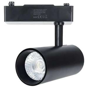 Foco de carril LED de 24W de tres hilos en color negro, ideal para iluminación ambiental y de énfasis en espacios comerciales. - Product Image 1