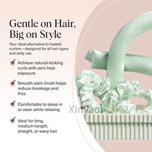 Set Arricciacapelli Senza Calore in Raso con Logo Personalizzato, per <span class=keywords><strong>Ricci</strong></span> Morbidi Senza Crespo, Fascia per Arricciare i Capelli Durante la Notte - Product Image 4