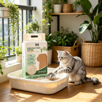 Litière pour chat écologique en tofu et manioc mélangés, 70% tofu, 30% manioc, agglomération rapide, faible poussière, contrôle des odeurs, biodégradable, vente en gros OEM