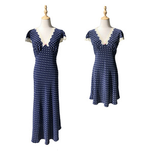 Robe en soie à pois légère et amincissante pour femme, coupe biais, style thé français, longueur midi ou mini - Product Image 5