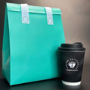 Sac isotherme personnalisable en aluminium épais et non-tissé, écologique, pour café et jus à emporter, imprimé sérigraphié sur mesure - Product Image 2