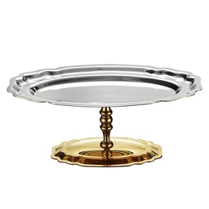 Eleganter ovaler Dessert-Servierständer aus Edelstahl 304 mit Fuß für Obstsalat, Eiscreme, Kekse, Kuchen und Partys - Product Image 1