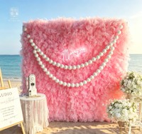 Dekorasi Pernikahan Bunga Mutiara Kreatif untuk Musim Semi, Latar Belakang Foto Booth Sutra, Hiasan Pernikahan, Dinding Bunga Buatan